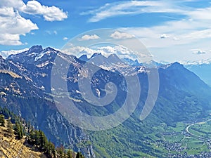 The Alvier group mountain massif above the subalpine Seeztal valley, Walenstadtberg - Canton of St. Gallen, Switzerland