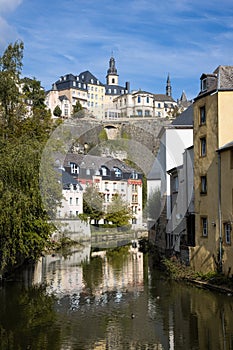 Alzette river flowing through luxembourg city