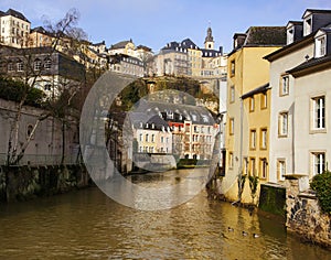 Alzette River and Grund Quarter in Luxembourg City