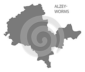 Alzey-Worms grey county map of Rhineland-Palatinate DE