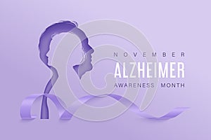 Alzheimer awareness month poster with old man and woman photo