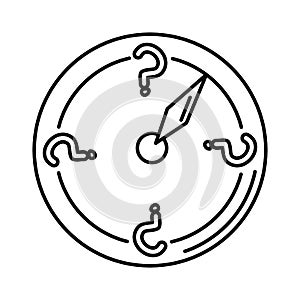 Alzheimer disease, clock confusion with time, decrease in mental human ability line style icon