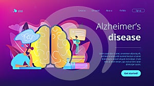 Alzheimer disease concept landing page.