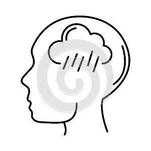 Alzheimer disease, male profile silhouette intellectual, decrease in mental human ability line style icon