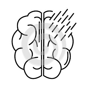 Alzheimer disease, memory loss, decrease in mental human ability line style icon