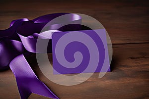 alzheimer\'s day, purple card and purple ribbon, brain disease, dementia, Generative AI