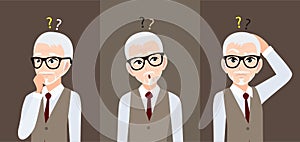 Alzheimer`s disease or memory loss with old man cartoon vector