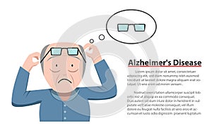 Alzheimer`s Disease in old man, vector