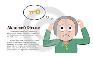 Alzheimer`s Disease in old woman, vector