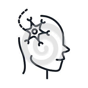 Alzheimers disease neurological brain cell neuron line style icon