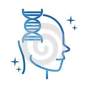 Alzheimers disease neurological brain genetic gradient line icon