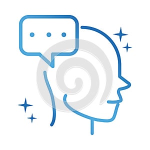 Alzheimers disease neurological brain talk bubble gradient line icon