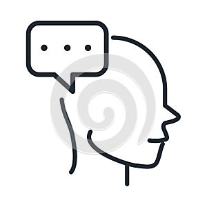 Alzheimers disease neurological brain talk bubble line style icon