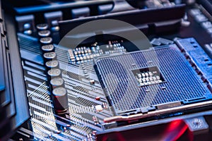 AM4 CPU Socket on motherboard, hardware close-up