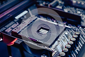 AM4 CPU Socket on motherboard, hardware close-up