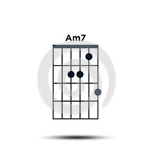 Am7, Basic Guitar Chord Chart Icon Vector Template