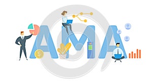 AMA, American Management Association. Concept with keywords, people and icons. Flat vector illustration. Isolated on