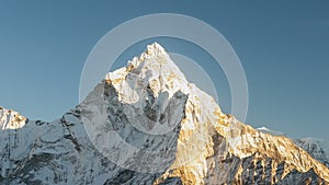 Ama Dablam 6856m peak near the village of Dingboche in the Khumbu area of Nepal, on the hiking trail leading to the