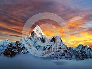 Ama Dablam with beautiful clouds