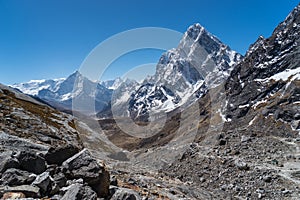 Ama Dablam and Cholatse mountain peak view from Chola pass, Ever