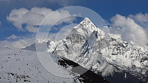 Ama Dablam and clouds, view from Dzongla