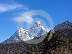 Ama Dablam Mount - view from Sagarmatha National Park, Everest region, Nepal