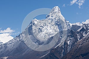 Ama Dablam mountain peak from Namche Bazaar