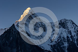 Ama Dablam mountain peak at sunrise from Chukung Ri, Everest reg