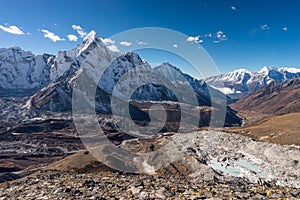 Ama Dablam mountain peak view from Chukung Ri view point, Everest region in Himalaya mountains range, Nepal