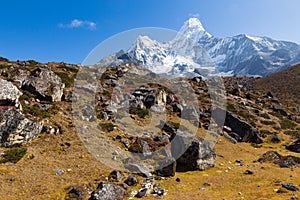 Ama Dablam mountain snow peaks.