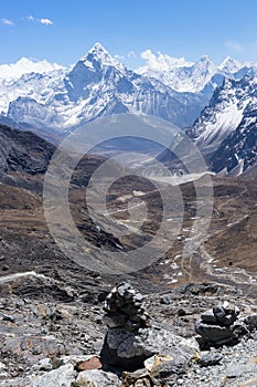 Ama Dablam mountain view from Chola pass, Everest region