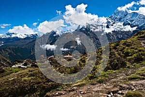 Ama Dablam and Thamserku peaks: Himalaya landscape