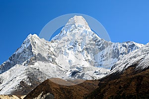 Amadablam peak from everest trek route photo