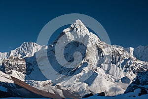 Amadablam peak in Khumbu valley in Nepal, Himalayas photo