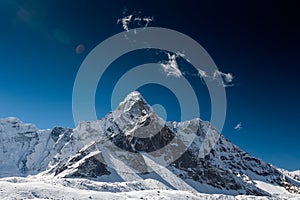 Amadablam peak in Khumbu valley in Nepal, Himalayas photo