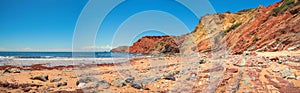 Amado beach at west algarve, atlantic ocean, Portugal with colorful sandstone