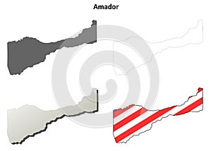 Amador County, California outline map set