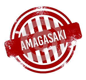 Amagasaki - Red grunge button, stamp photo