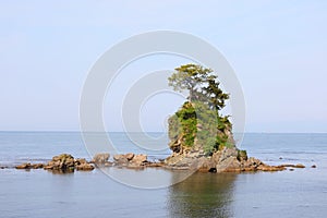 Amaharashi beach with small island Toyama Japan