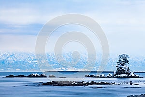 Amaharashi coast and Tateyama mountains range