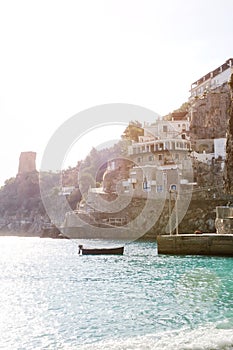 Amalfi coast, Italy - scenic view of the sea in a sunny day in Praiano