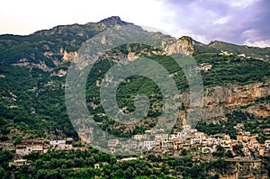 Amalfi Coast Positano beautiful view sunset hill old houses Italia landmark Italy