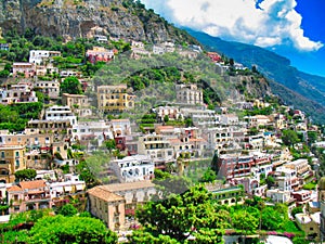 Amalfi Coast: View of Positano`s Hillside.