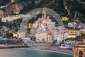 Amalfi, Italy coastal town skyline on the Tyrrhenian Sea