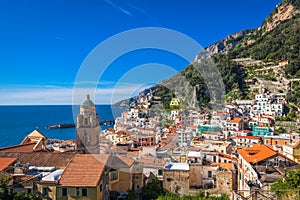 Amalfi, Italy town cityscape on the Amalfi Coast