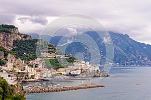 Amalfi under heavy clouds photo