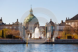 Amalienborg, Frederik`s Church, known as The Marble Church and Christian VII`s Palace.