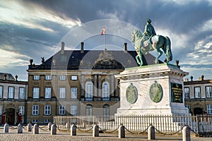 Amalienborg and Statue of Frederick V