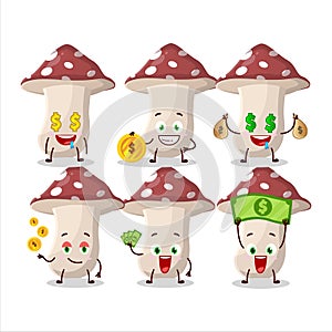 amanita cartoon character with cute emoticon bring money