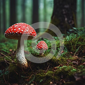 Amanita muscaria, commonly known as the fly agaric or fly amanita in forest